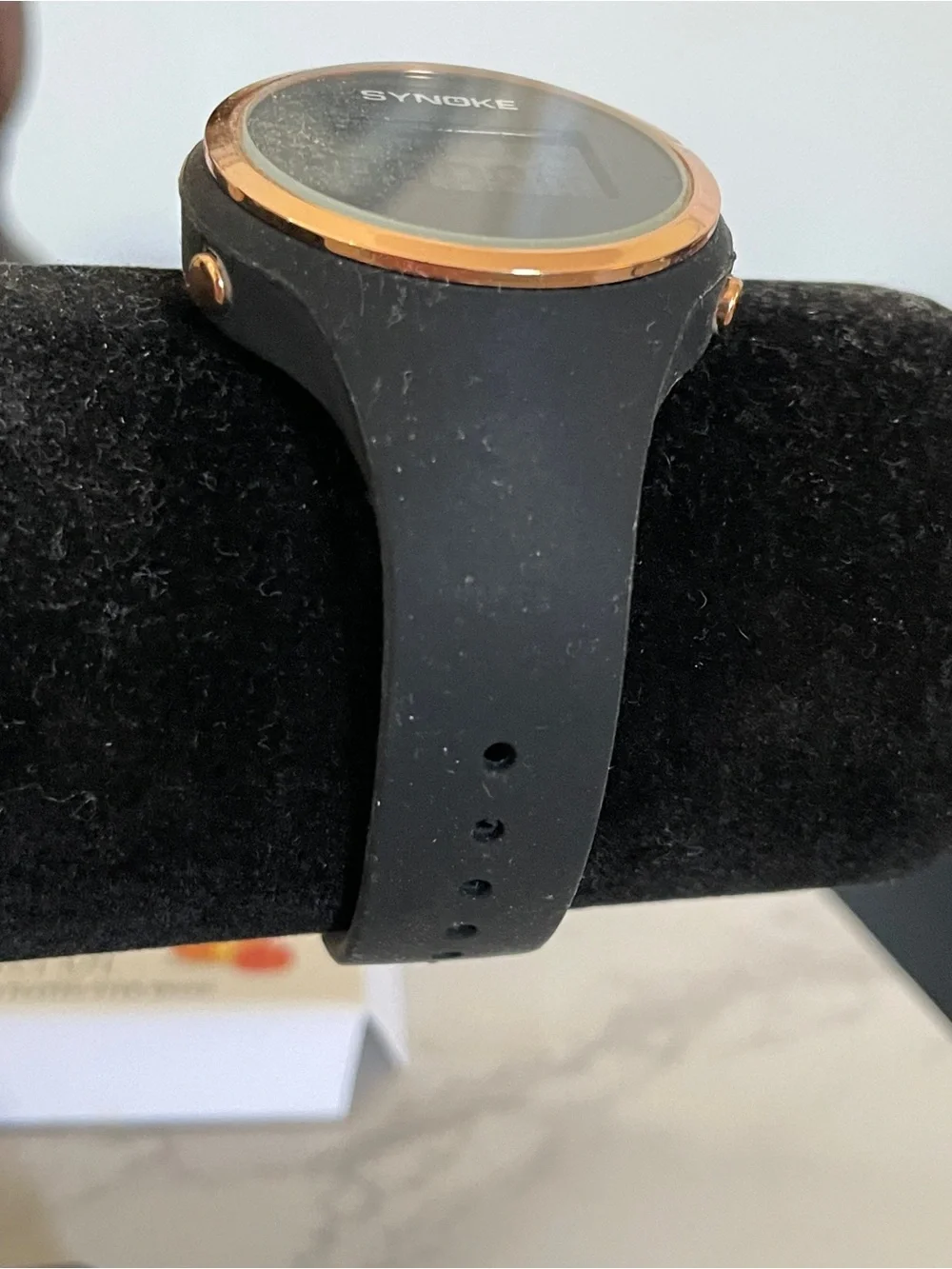 Rose Gold Bezel and Black Digital Fitness Watch